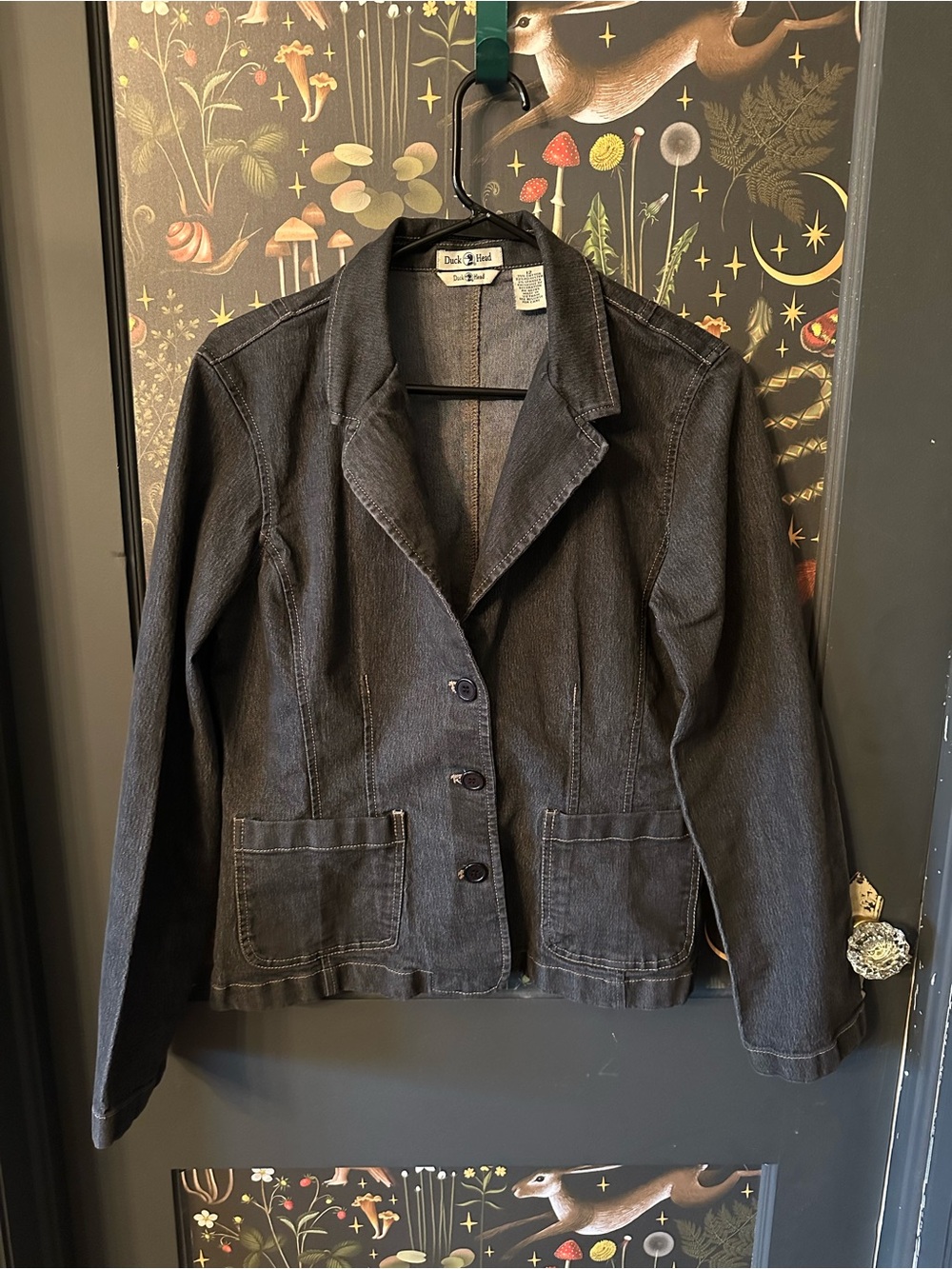 Duck Head Women's Dark Gray Denim Blazer Jacket